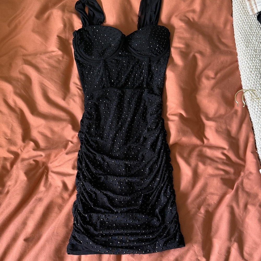 Elegant Party Black Studded Dress